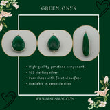 Green Onyx Pear/Flat Teardrop Pendant - Boho Chic Gemstone Necklace with 925 Sterling Silver Elegance