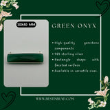Green Onyx Rectangle/Bar Pendant - Boho Chic Gemstone Necklace with 925 Sterling Silver Elegance
