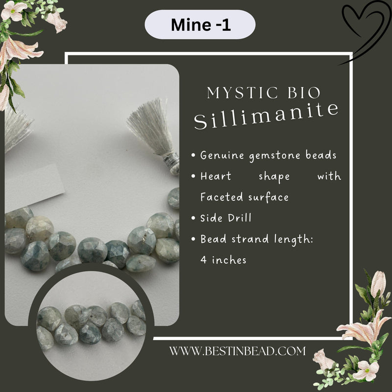 Mystic Bio Sillimanite Heart Bead Strand