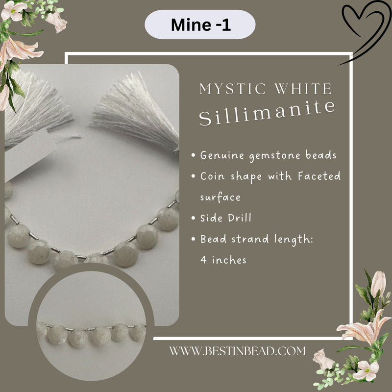Mystic White Sillimanite Teardrop Bead Strand