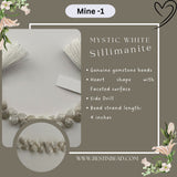 Mystic White Sillimanite Heart Bead Strand