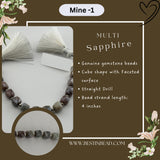 Multi Sapphire Natural Cube Bead Strand