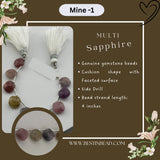 Multi Sapphire Natural Cushion Bead Strand