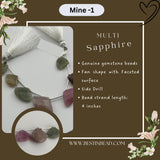 Multi Sapphire Natural Fan Bead Strand