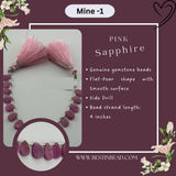 Pink Sapphire Natural Flat Pear Bead Strand