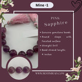 Pink Sapphire Natural Round Bead Strand