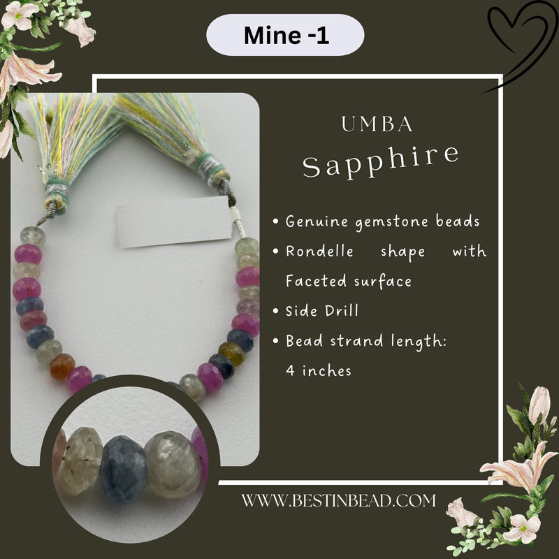 Umba Sapphire Rondelle Bead Strand