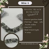 Black Rutile/Termilated Quartz Flat Pear Bead Strand