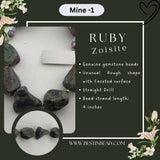 Ruby Zoisite Unusual Rough Bead Strand