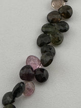 Multi Tourmaline Heart Bead Strand, Faceted Gemstone, 4 inch