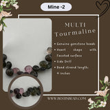 Multi Tourmaline Heart Bead Strand, Faceted Gemstone, 4 inch