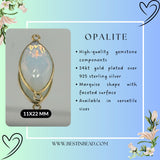 Opalite Marquise/Evil Eye Pendant - Boho Chic Gemstone Necklace with 24kt Gold Elegance