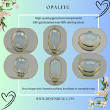 Opalite Oval Pendant - Boho Chic Gemstone Necklace with 24kt Gold Elegance