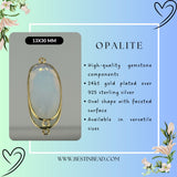 Opalite Oval Pendant - Boho Chic Gemstone Necklace with 24kt Gold Elegance