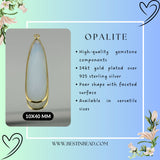 Opalite Pear/Flat Teardrop Pendant - Boho Chic Gemstone Necklace with 24kt Gold Elegance