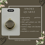 Smoky Quartz Cushion/Diamond Pendant - Boho Chic Gemstone Necklace with 24kt Gold Elegance