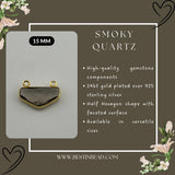 Smoky Quartz Chevron/Half Hexagon Pendant - Boho Chic Gemstone Necklace with 24kt Gold Elegance