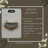 Smoky Quartz Chevron/Half Hexagon Pendant - Boho Chic Gemstone Necklace with 24kt Gold Elegance