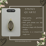 Smoky Quartz Marquise/Evil Eye Pendant - Boho Chic Gemstone Necklace with 24kt Gold Elegance