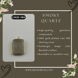 Smoky Quartz Rectangle/Bar Pendant - Boho Chic Gemstone Necklace with 24kt Gold Elegance