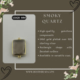 Smoky Quartz Rectangle/Bar Pendant - Boho Chic Gemstone Necklace with 24kt Gold Elegance