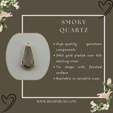 Smoky Quartz Tie Pendant - Boho Chic Gemstone Necklace with 24kt Gold Elegance