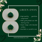 Green Onyx Heart Pendant - Boho Chic Gemstone Necklace with 24kt Gold Elegance