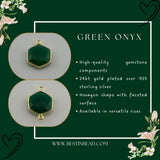 Green Onyx Hexagon Pendant - Boho Chic Gemstone Necklace with 24kt Gold Elegance