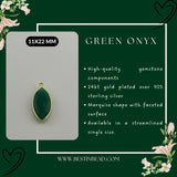 Green Onyx Marquise/Evil Eye Pendant - Boho Chic Gemstone Necklace with 24kt Gold Elegance