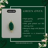 Green Onyx Marquise/Evil Eye Pendant - Boho Chic Gemstone Necklace with 24kt Gold Elegance