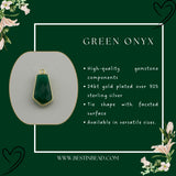 Green Onyx Tie Pendant - Boho Chic Gemstone Necklace with 24kt Gold Elegance