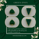 Green Onyx Triangle Pendant - Boho Chic Gemstone Necklace with 24kt Gold Elegance