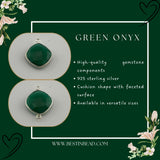 Green Onyx Cushion/Diamond Pendant - Boho Chic Gemstone Necklace with 925 Sterling Silver Elegance
