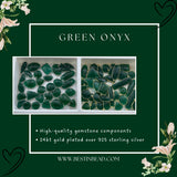 Green Onyx Hexagon Pendant - Boho Chic Gemstone Necklace with 925 Sterling Silver Elegance