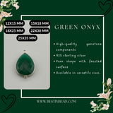 Green Onyx Pear/Flat Teardrop Pendant - Boho Chic Gemstone Necklace with 925 Sterling Silver Elegance