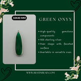 Green Onyx Pear/Flat Teardrop Pendant - Boho Chic Gemstone Necklace with 925 Sterling Silver Elegance