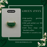 Green Onyx Moon/Crescent Pendant - Boho Chic Gemstone Necklace with 24kt Gold Elegance