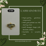 Labradorite Chevron/Half Hexagon Pendant - Boho Chic Gemstone Necklace with 24kt Gold Elegance