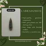 Labradorite Pear/Flat Teardrop Pendant - Boho Chic Gemstone Necklace with 24kt Gold Elegance