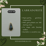 Labradorite Tie Pendant - Boho Chic Gemstone Necklace with 24kt Gold Elegance
