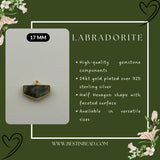 Labradorite Chevron/Half Hexagon Pendant - Boho Chic Gemstone Necklace with 24kt Gold Elegance