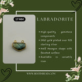 Labradorite Chevron/Half Hexagon Pendant - Boho Chic Gemstone Necklace with 24kt Gold Elegance