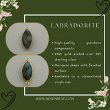 Labradorite Marquise/Evil Eye Pendant - Boho Chic Gemstone Necklace with 24kt Gold Elegance