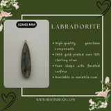 Labradorite Pear/Flat Teardrop Pendant - Boho Chic Gemstone Necklace with 24kt Gold Elegance