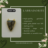 Labradorite Triangle Pendant - Boho Chic Gemstone Necklace with 24kt Gold Elegance