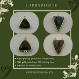 Labradorite Triangle Pendant - Boho Chic Gemstone Necklace with 24kt Gold Elegance