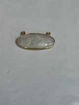 Rainbow Moonstone Oval Pendant - Boho Chic Gemstone Necklace with 24kt Gold Elegance