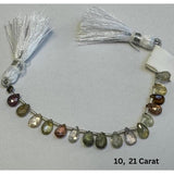 Multi Sapphire Faceted Pear 4 inch Bead Strand 5.5X8-6X9mm & 54 Cts Natural Semi Precious Gemstone Birthstone Women Jewelry Making Crafts