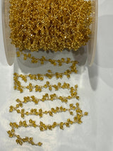 Citrine Beaded Rosary Chain, 24K Gold Plated Jewelry Making