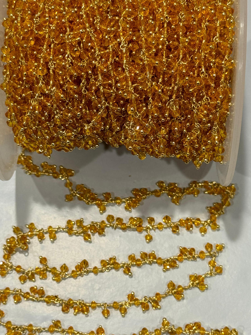 Citrine Beaded Handmade Rosary Chain 24K gold plated over silver Women Jewelry Making Necklace Chain DIY Anklet Bracelet Wholesale Price